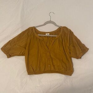 Aerie Mustard Yellow Cropped Peasant Blouse – Size Medium